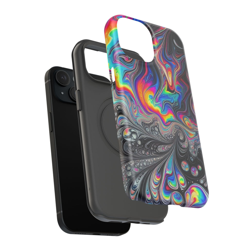 Impact-Resistant Phone Case — Iridescent Psychedelic Swirl