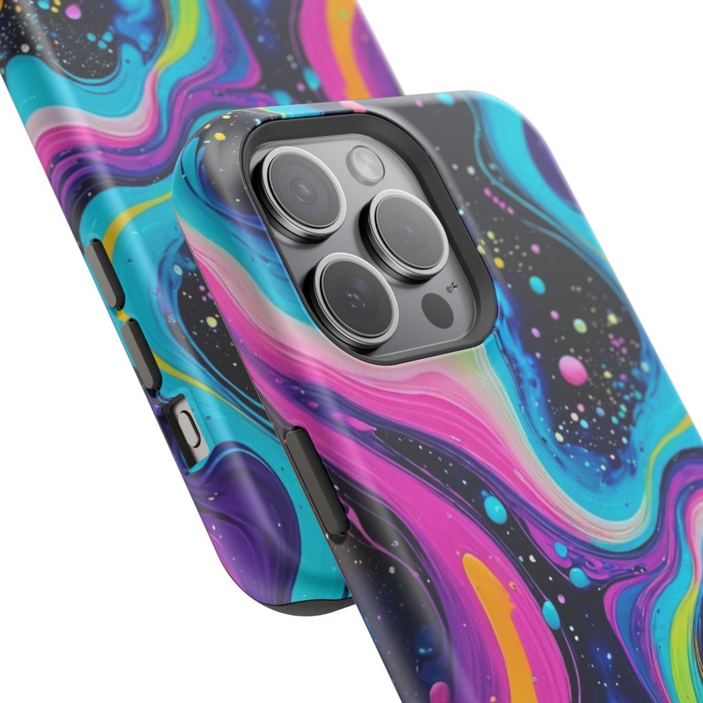 Impact-Resistant Phone Case — Neon Galaxy Swirl
