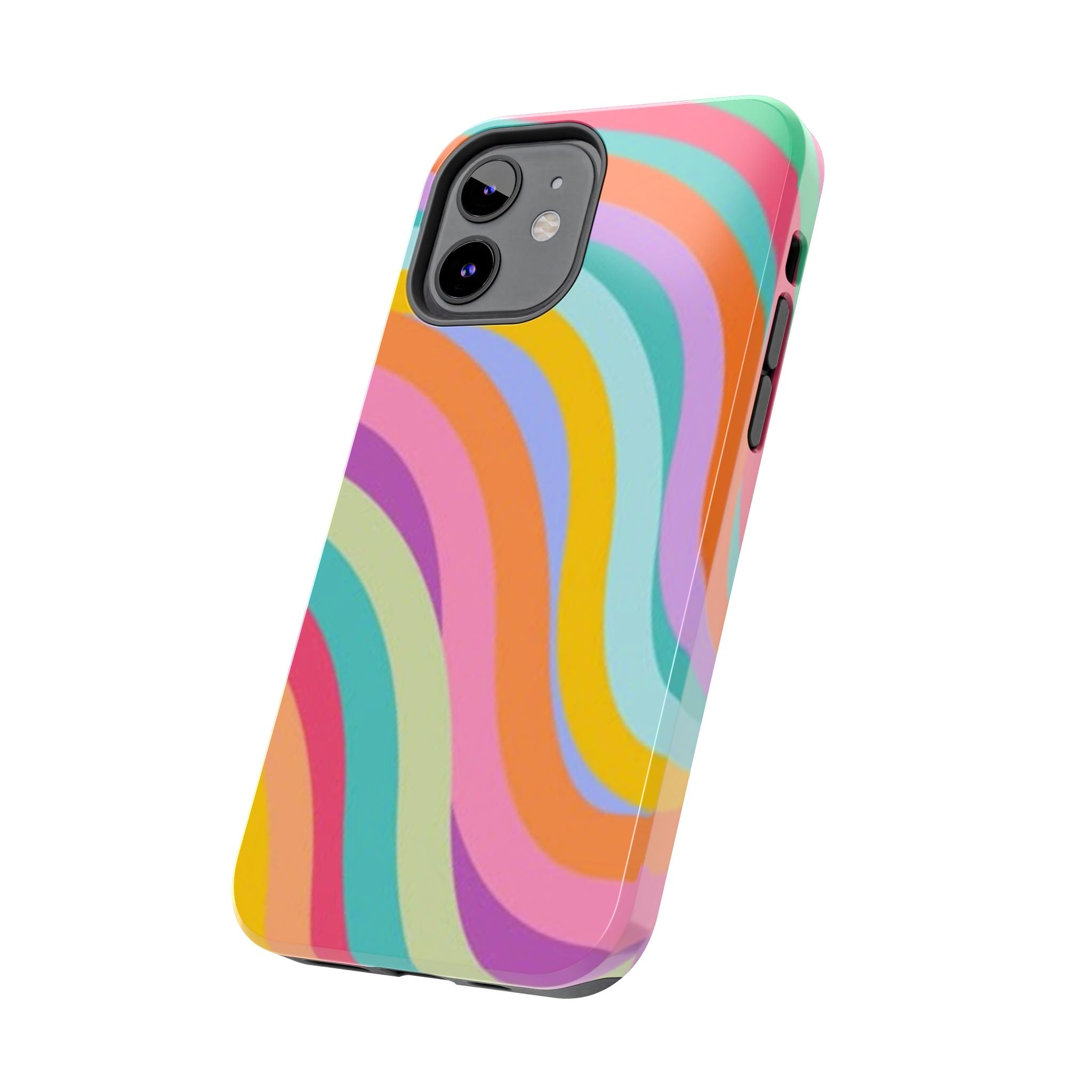 Retro Wavy Rainbow Stripes Phone Case | Colorful Abstract Pattern