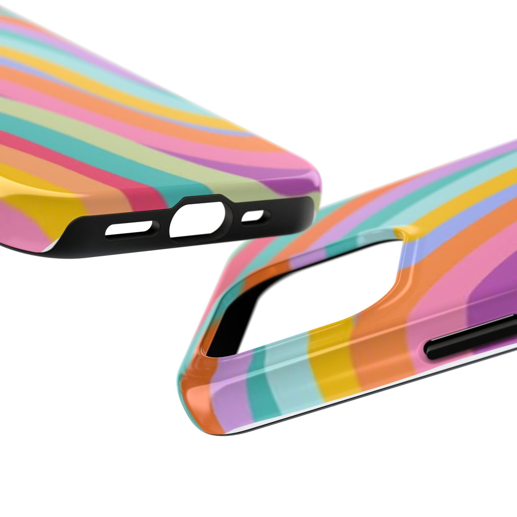 Retro Wavy Rainbow Stripes Phone Case | Colorful Abstract Pattern