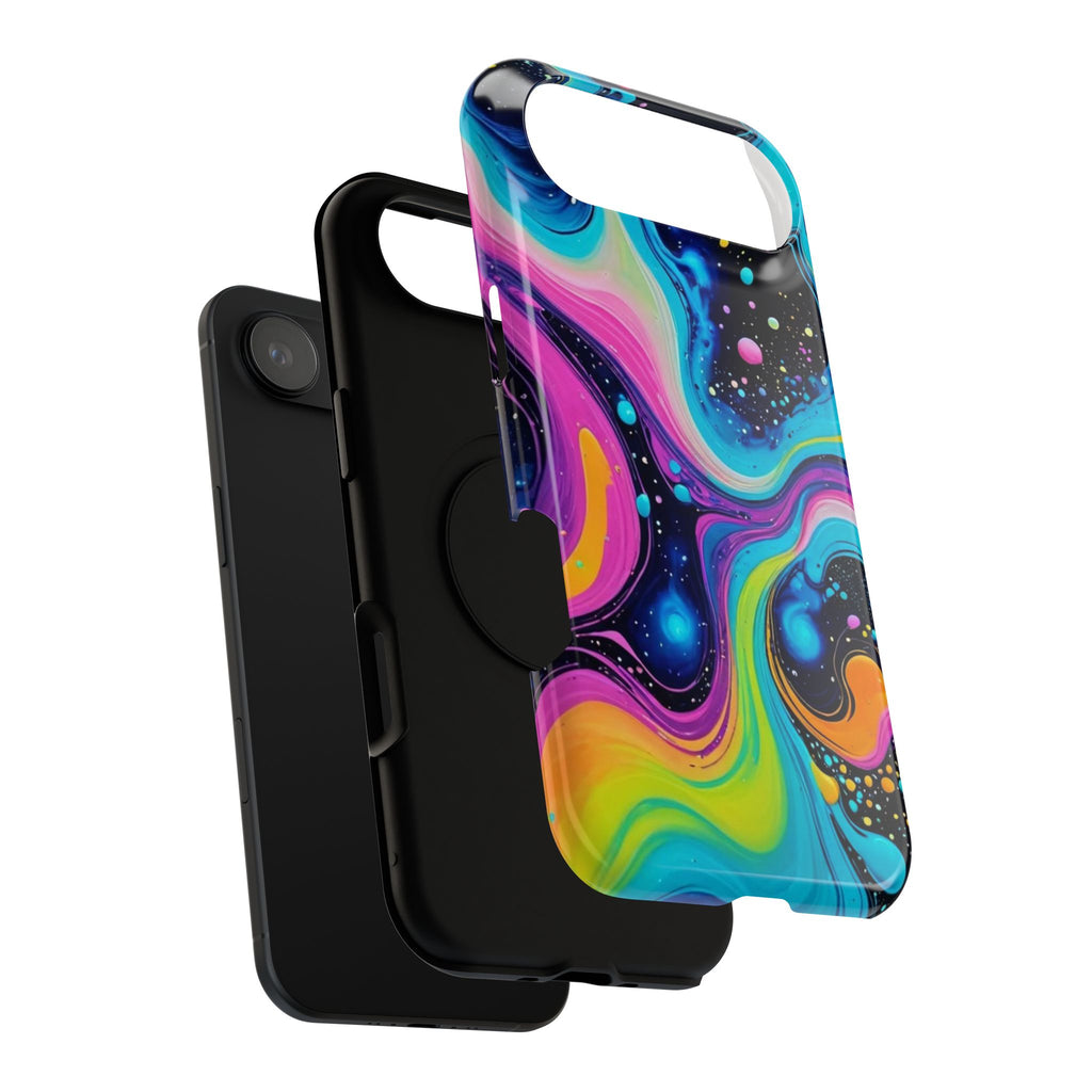 Impact-Resistant Phone Case — Neon Galaxy Swirl