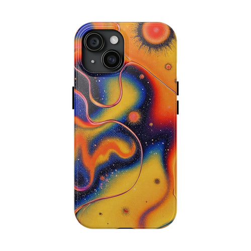Abstract Swirl Tough Phone Case — Psychedelic Orange & Blue Galaxy Design