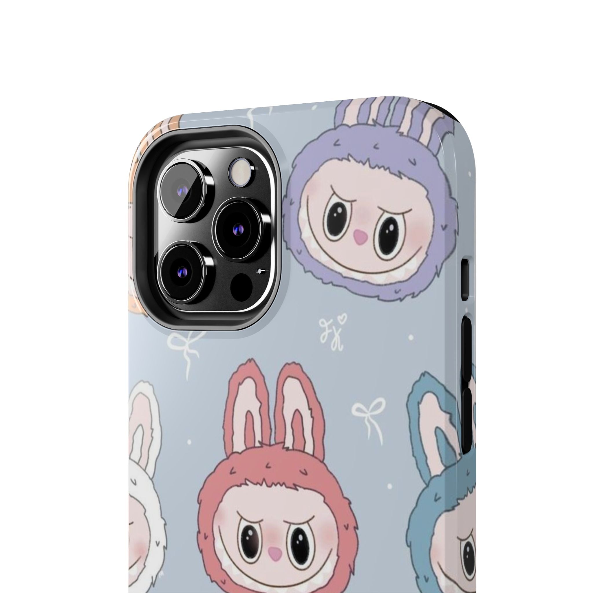 Kawaii Bunny Hood Faces Phone Case | Cute Pattern Pastel Protective Case