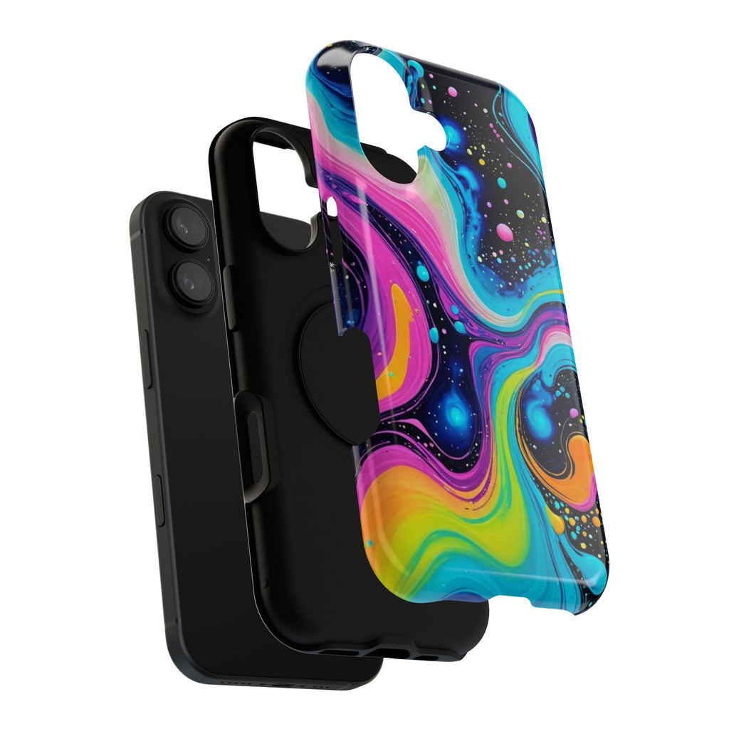 Impact-Resistant Phone Case — Neon Galaxy Swirl