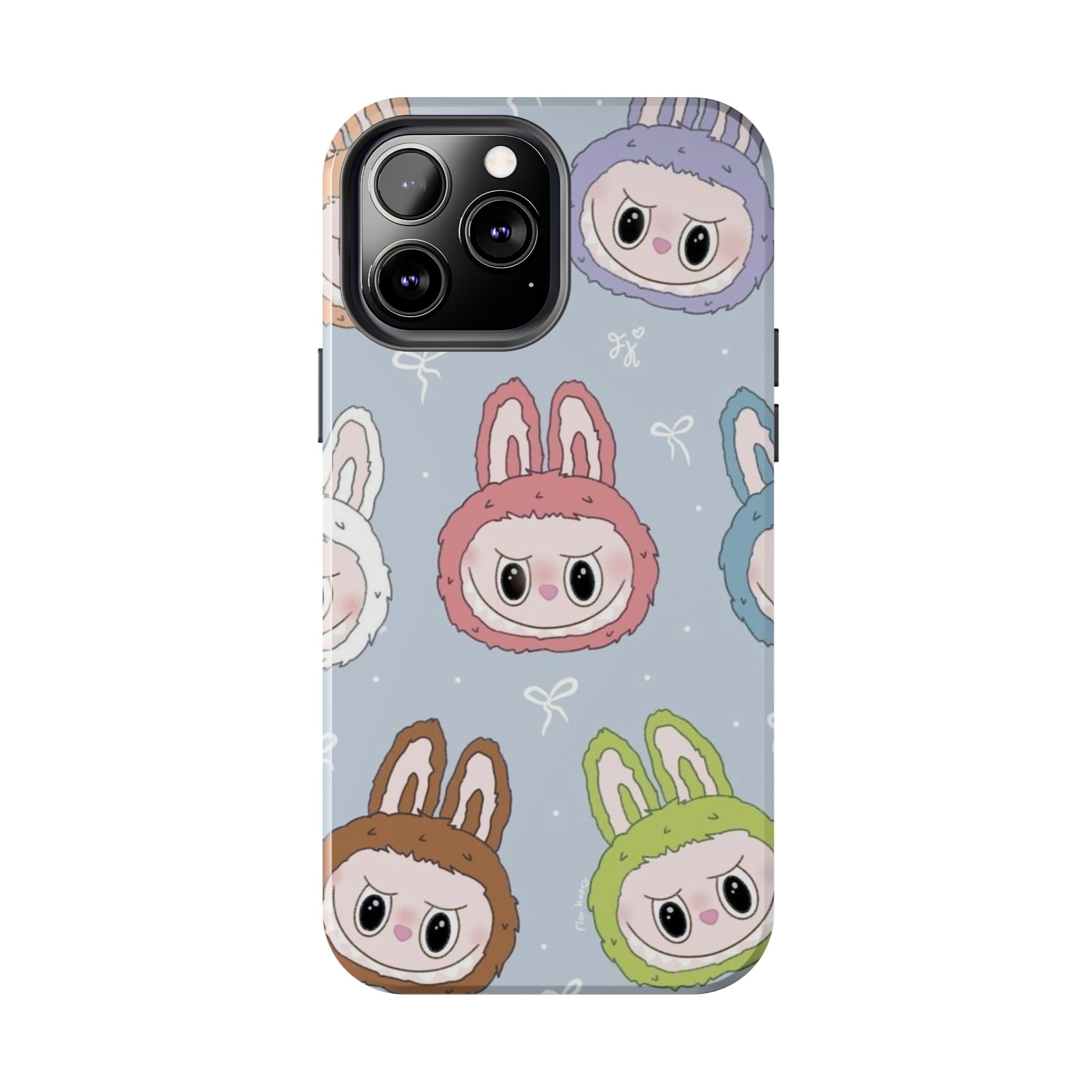 Kawaii Bunny Hood Faces Phone Case | Cute Pattern Pastel Protective Case