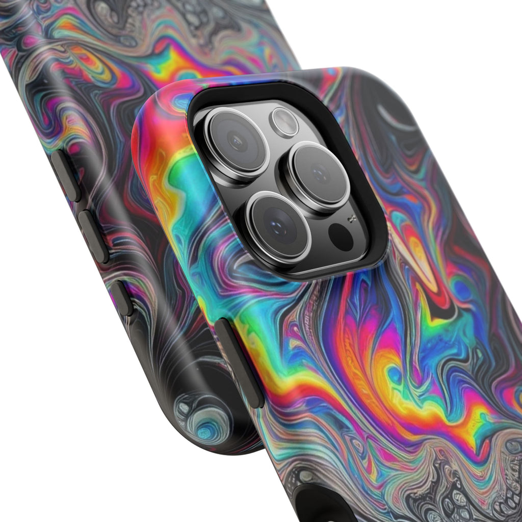 Impact-Resistant Phone Case — Iridescent Psychedelic Swirl