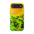Neon Cell Abstract Tough Phone Case | Green Orange Fluid Art