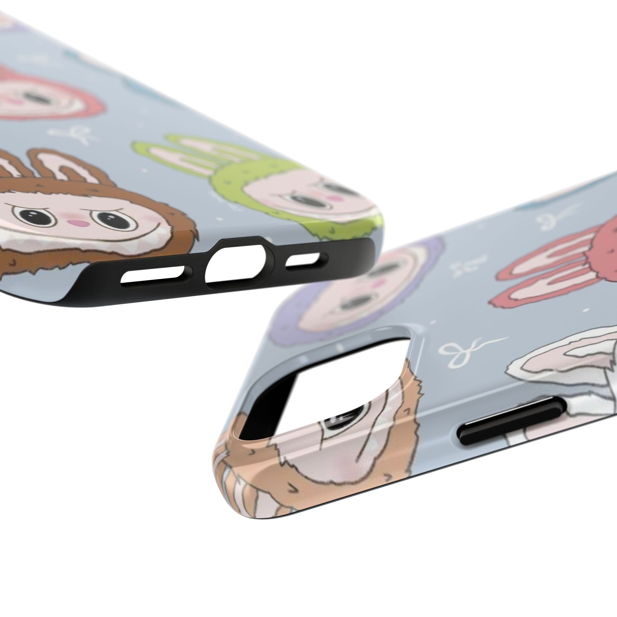 Kawaii Bunny Hood Faces Phone Case | Cute Pattern Pastel Protective Case