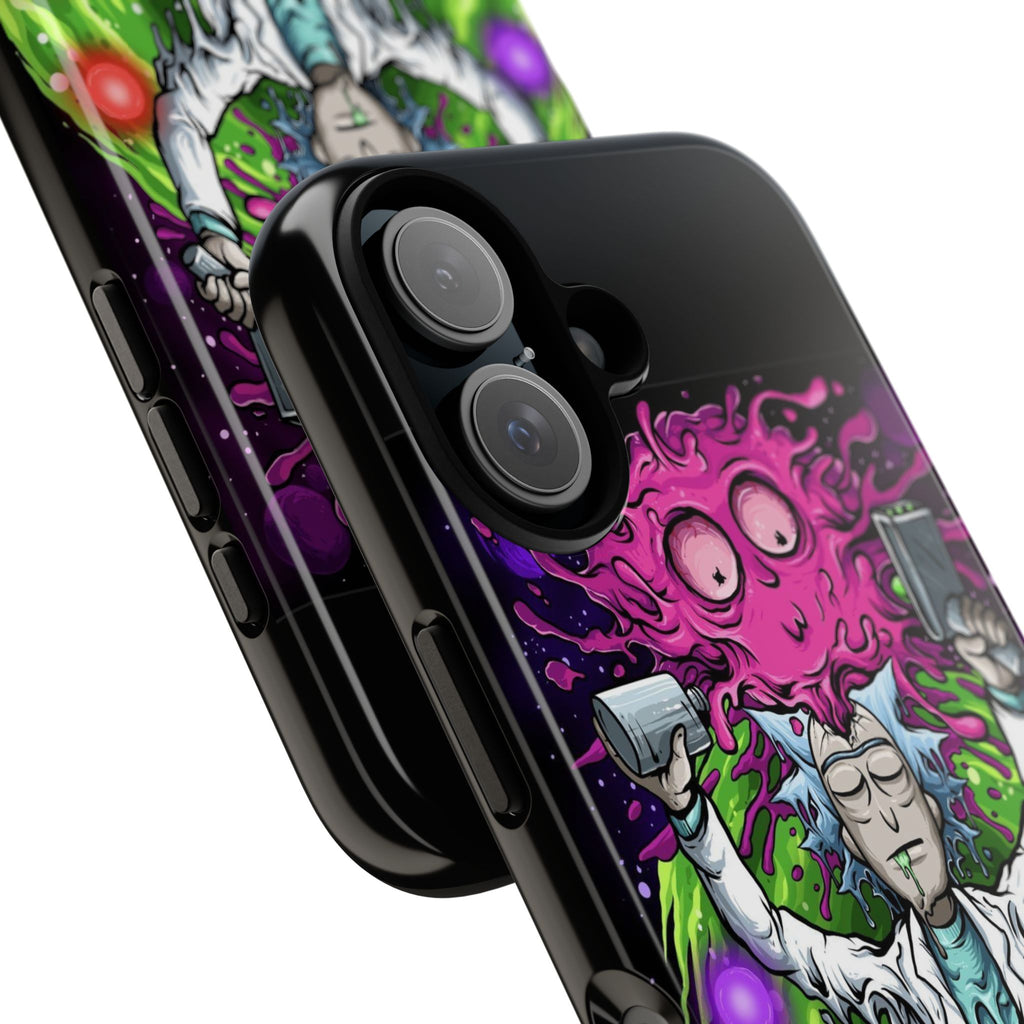 Meditating Scientist Alien Portal phone case | Rick style sci-fi illustration