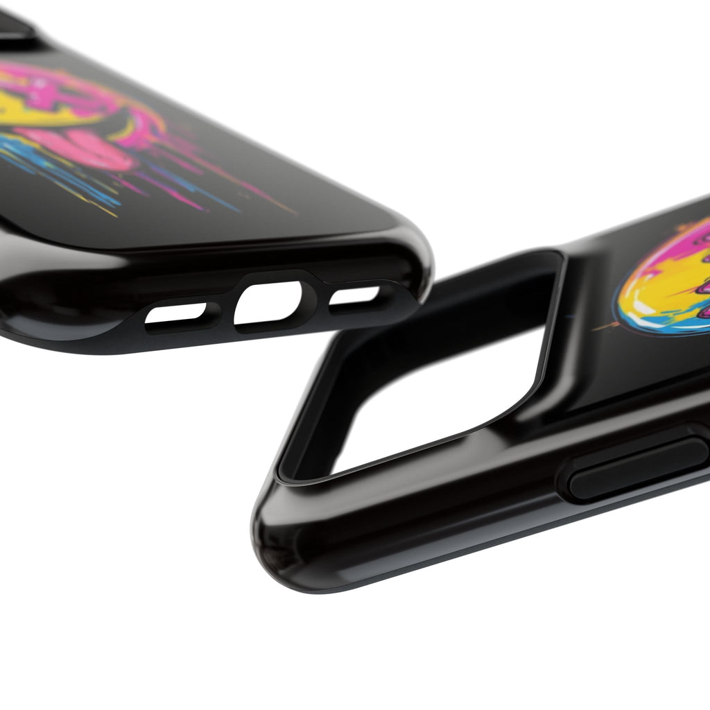Impact-Resistant Phone Case — Neon Drip Smiley with Tongue Out