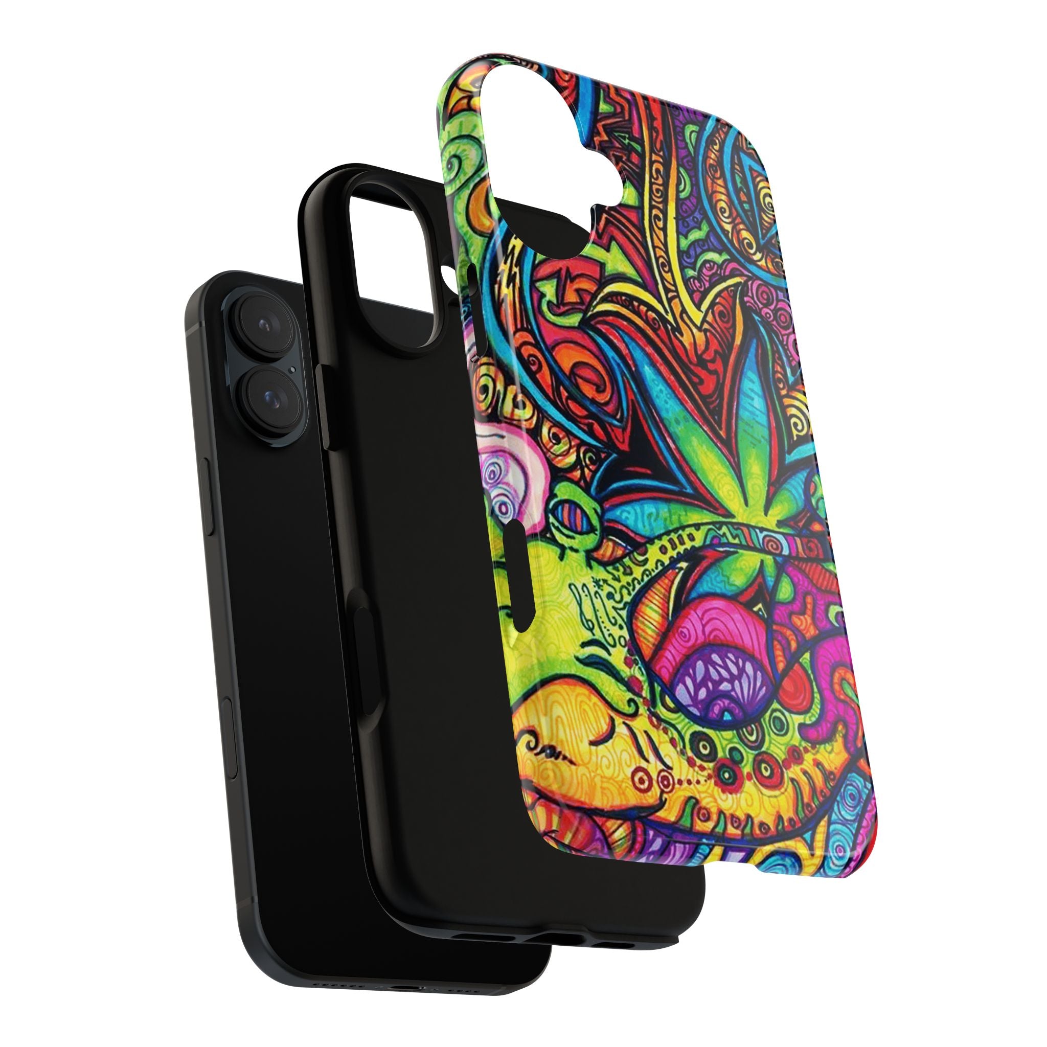 Psychedelic Cannabis Leaf Pattern Tough Case | Colorful Trippy Phone Cover