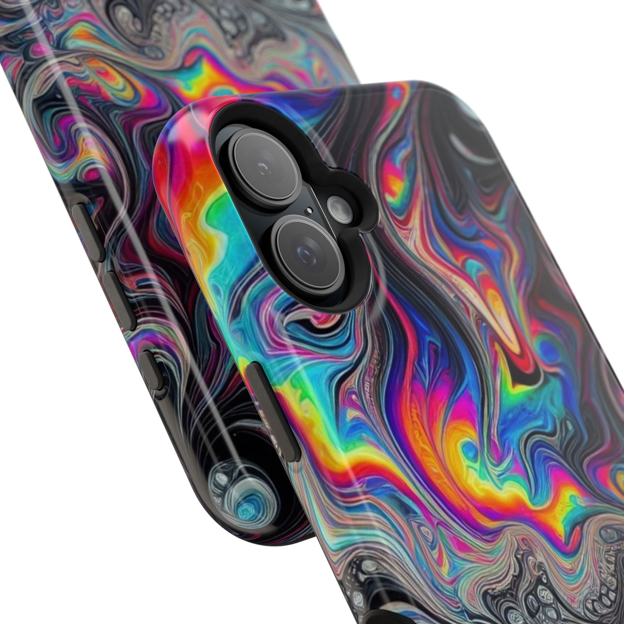 Impact-Resistant Phone Case — Iridescent Psychedelic Swirl