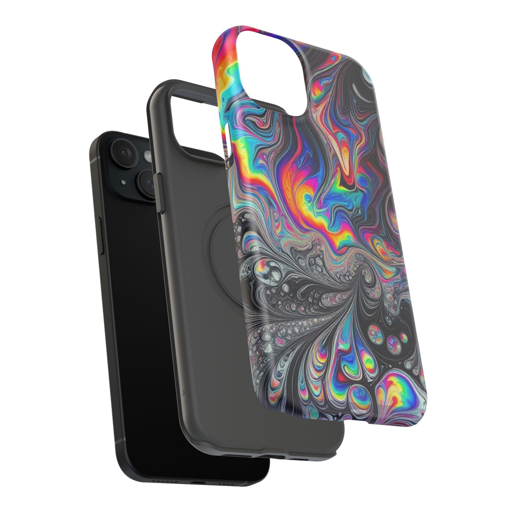 Impact-Resistant Phone Case — Iridescent Psychedelic Swirl