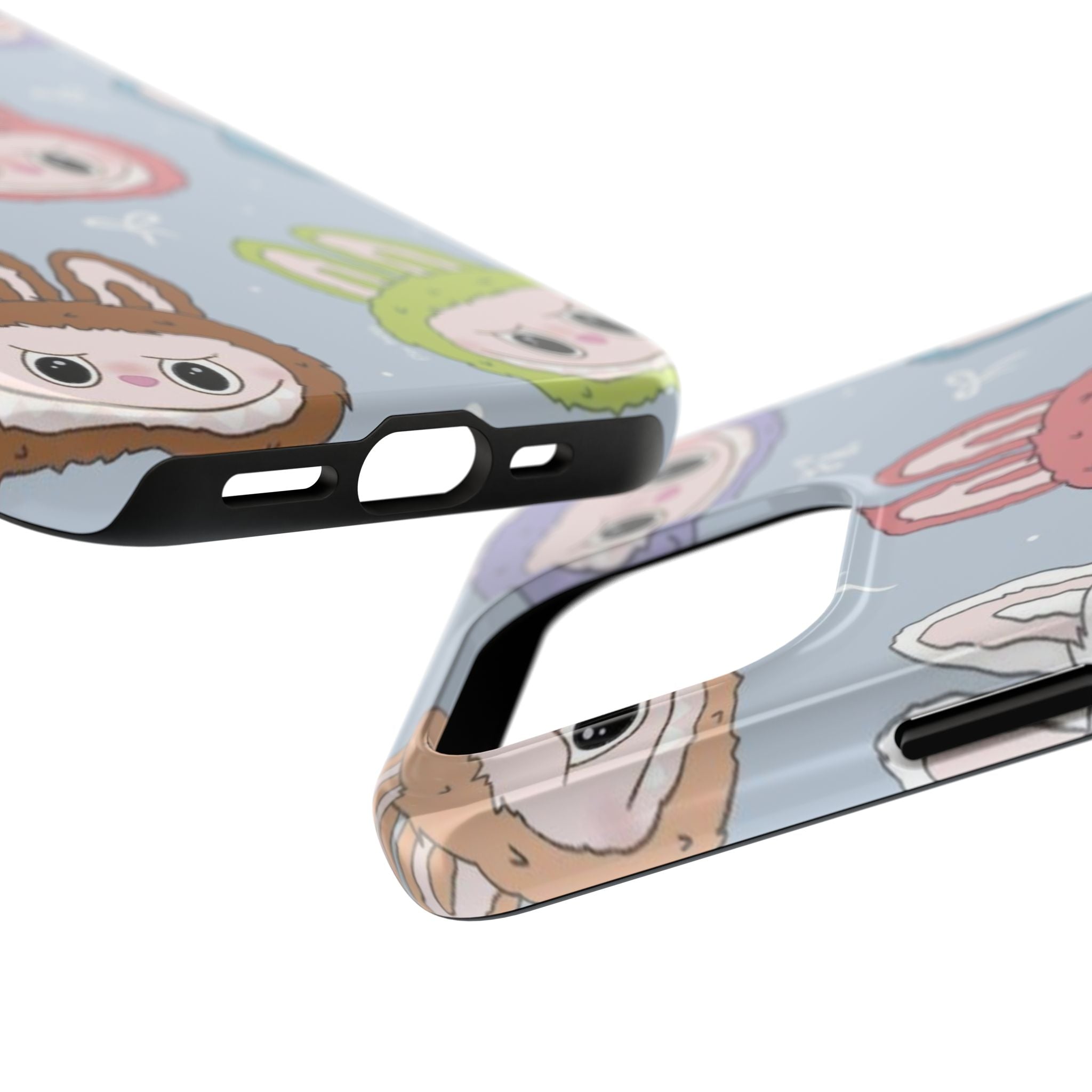 Kawaii Bunny Hood Faces Phone Case | Cute Pattern Pastel Protective Case