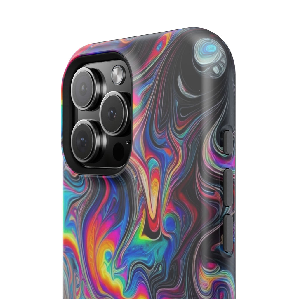 Impact-Resistant Phone Case — Iridescent Psychedelic Swirl