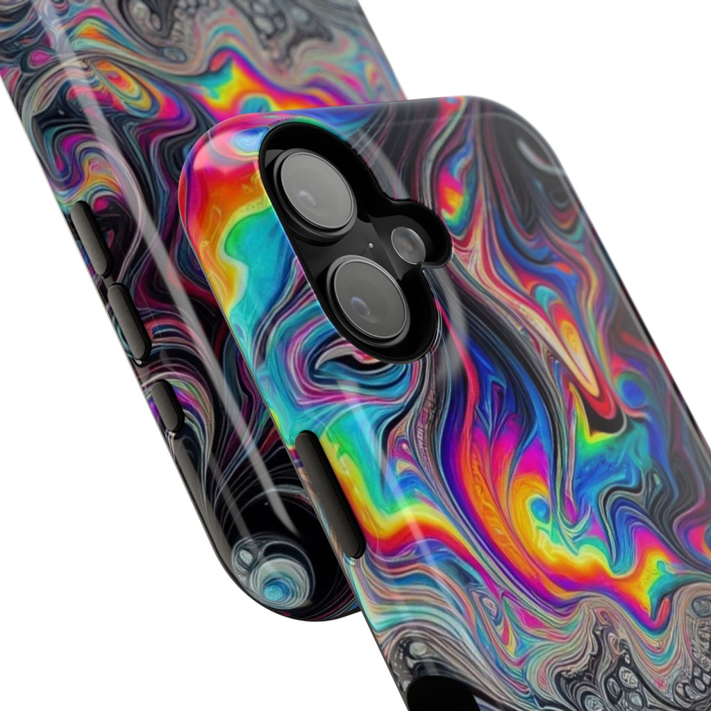 Impact-Resistant Phone Case — Iridescent Psychedelic Swirl