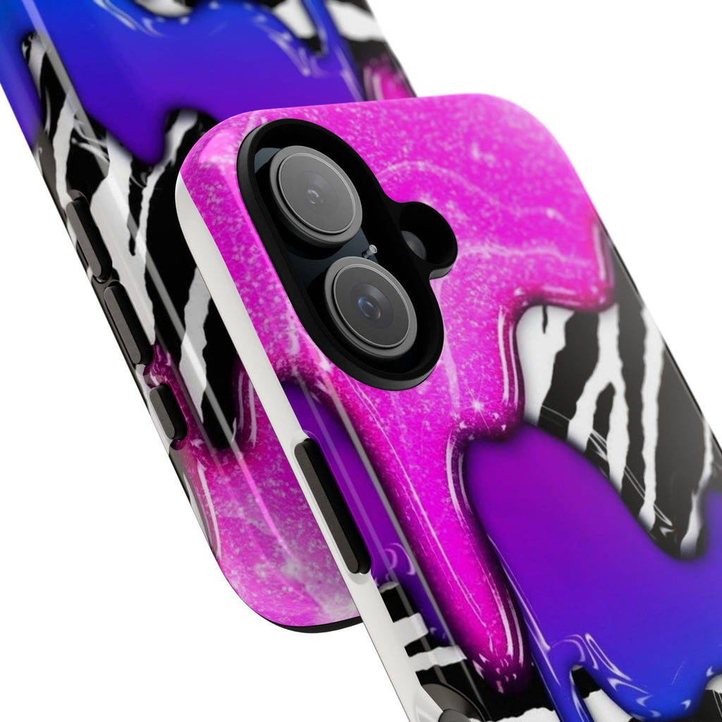 Neon Drip Zebra Leopard Phone Case | Colorful Abstract iPhone Case