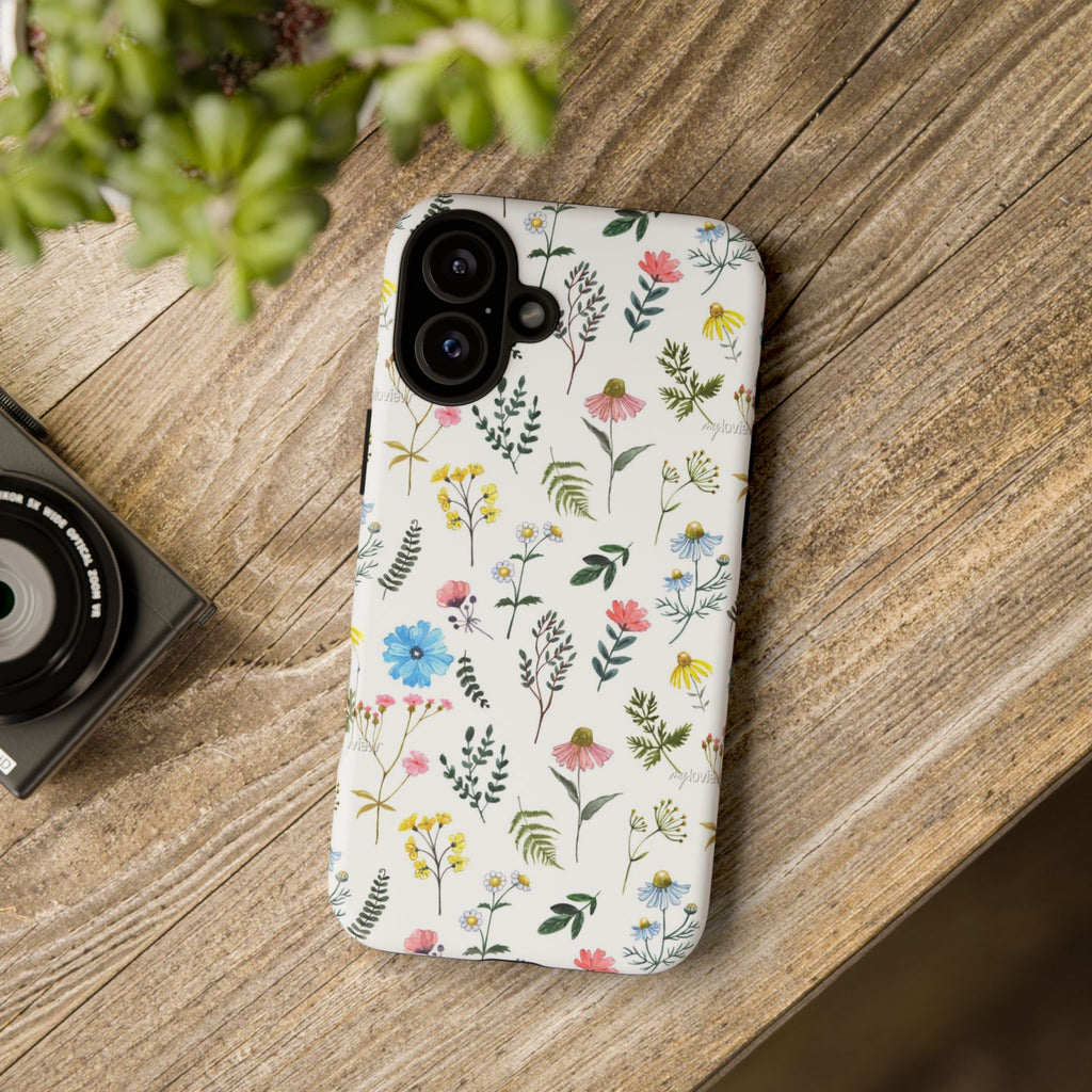 Wildflower Pattern Tough Case | Floral Phone Case, Botanical Print