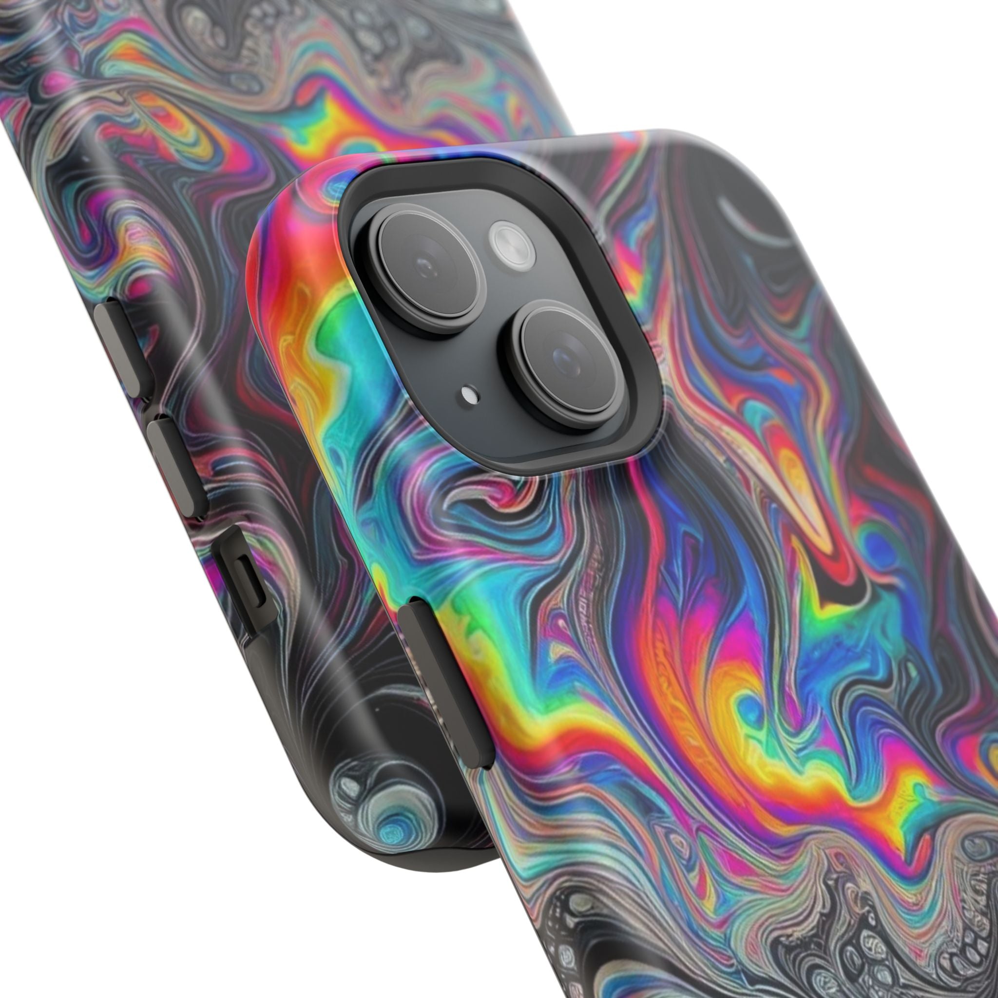 Impact-Resistant Phone Case — Iridescent Psychedelic Swirl