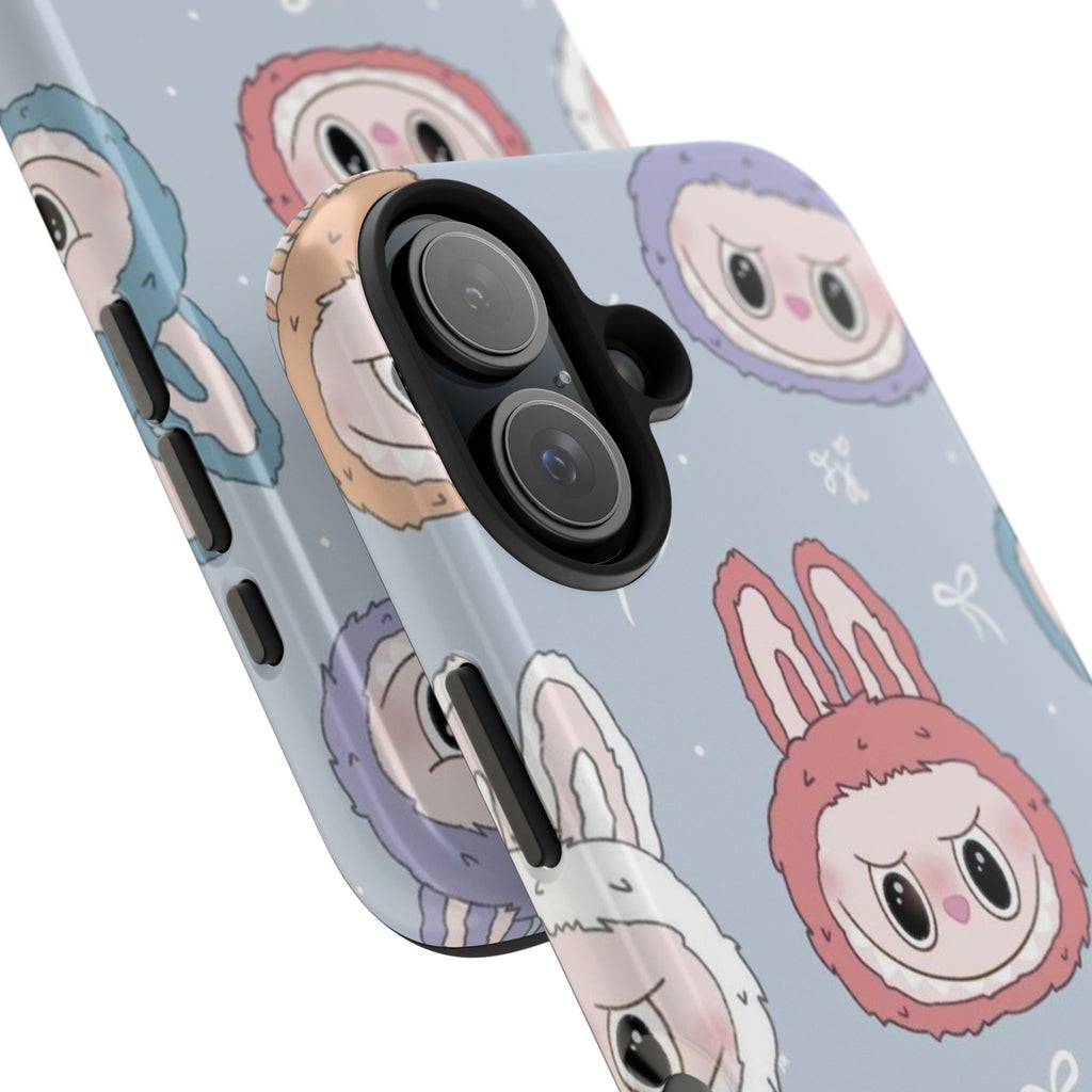 Kawaii Bunny Hood Faces Phone Case | Cute Pattern Pastel Protective Case