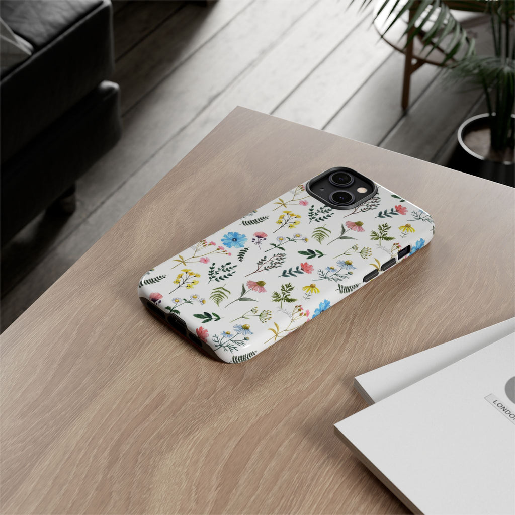 Wildflower Pattern Tough Case | Floral Phone Case, Botanical Print