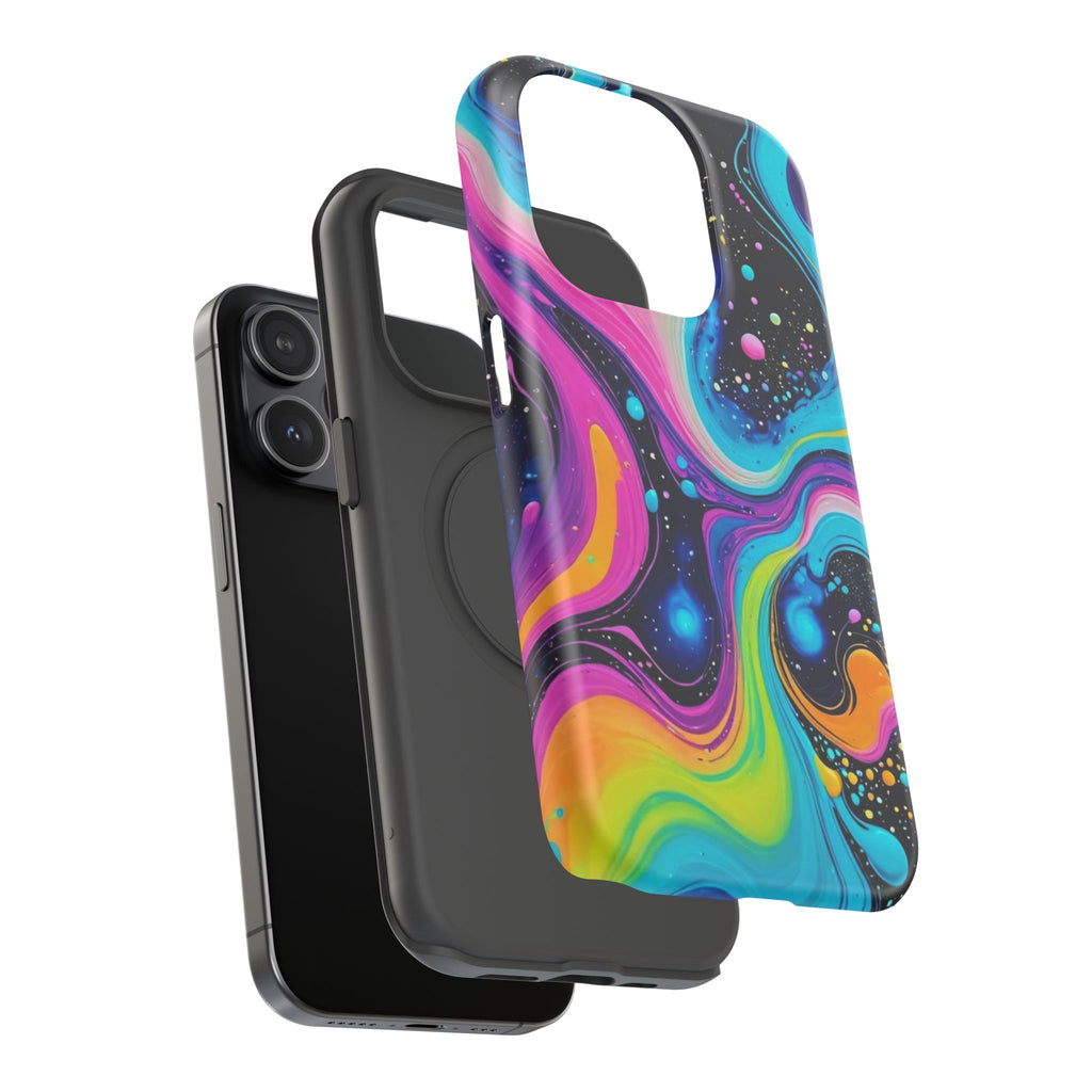 Impact-Resistant Phone Case — Neon Galaxy Swirl