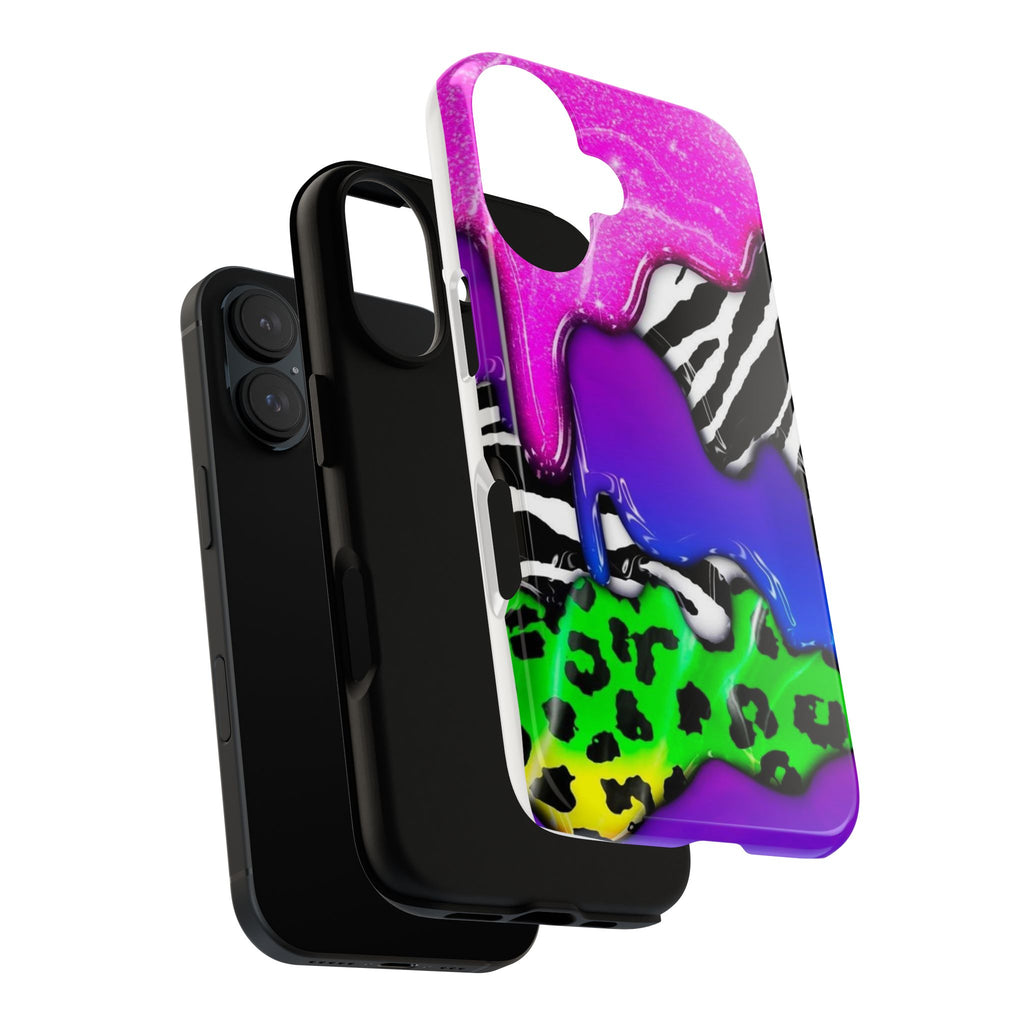 Neon Drip Zebra Leopard Phone Case | Colorful Abstract iPhone Case