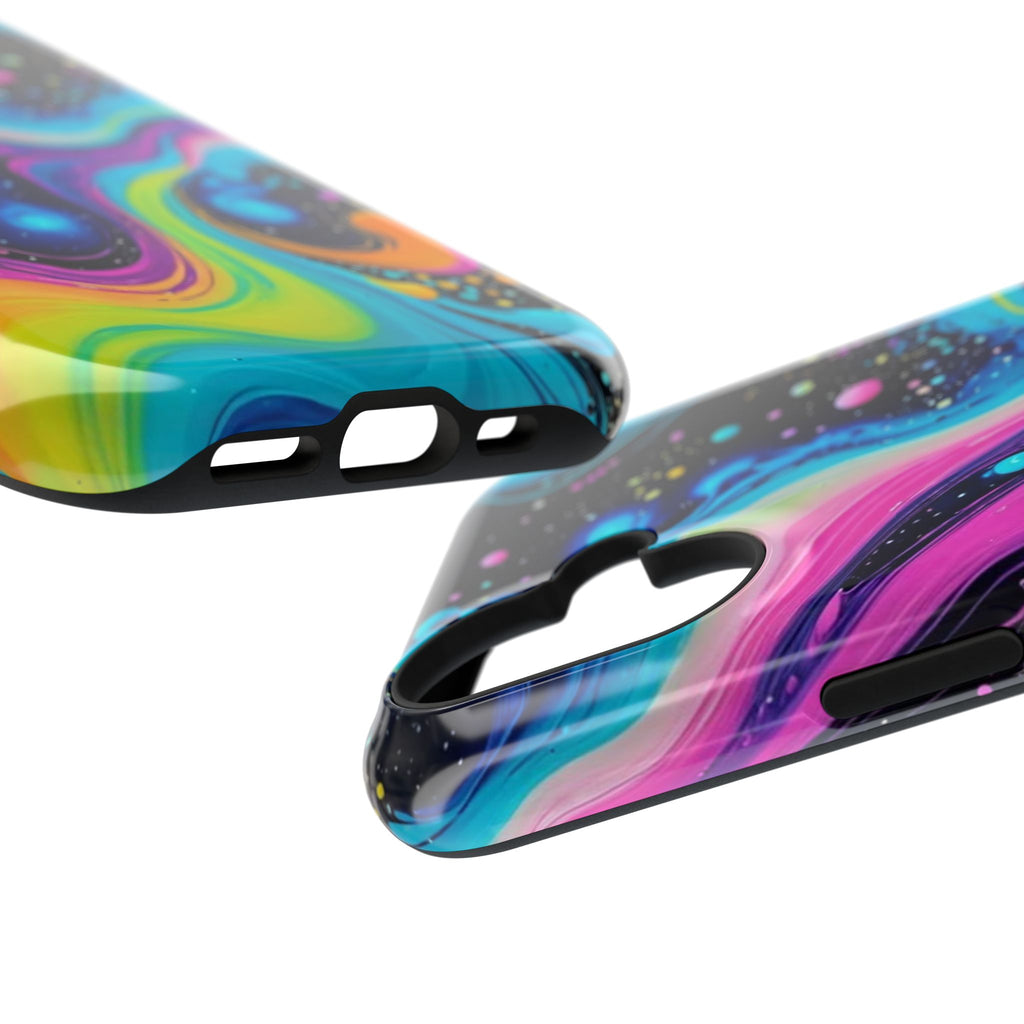 Impact-Resistant Phone Case — Neon Galaxy Swirl