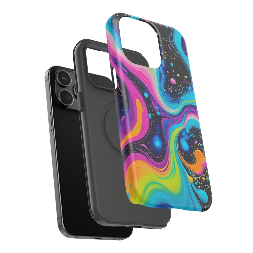 Impact-Resistant Phone Case — Neon Galaxy Swirl