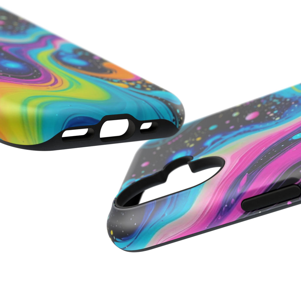 Impact-Resistant Phone Case — Neon Galaxy Swirl