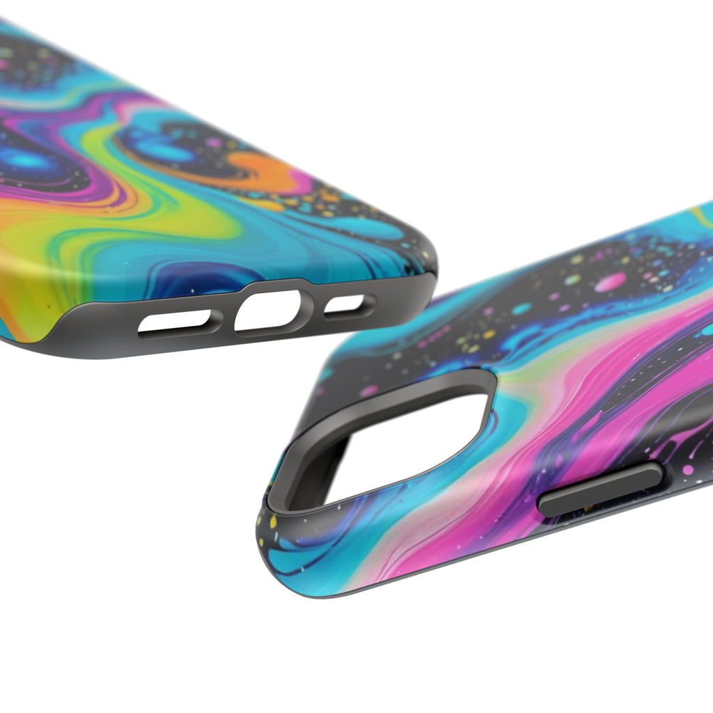 Impact-Resistant Phone Case — Neon Galaxy Swirl