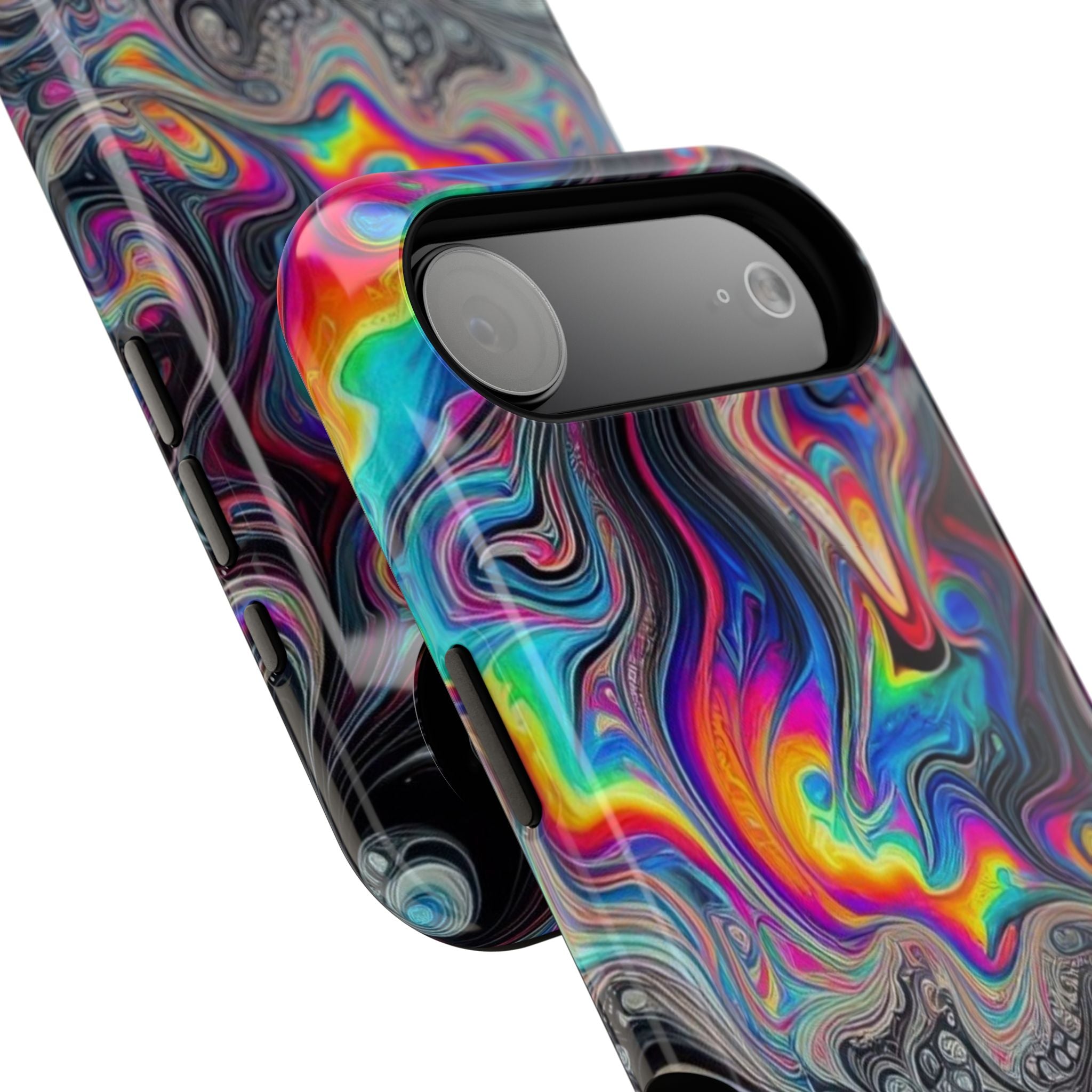 Impact-Resistant Phone Case — Iridescent Psychedelic Swirl