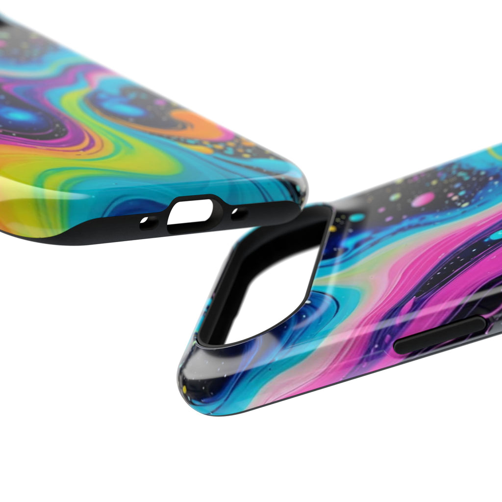 Impact-Resistant Phone Case — Neon Galaxy Swirl