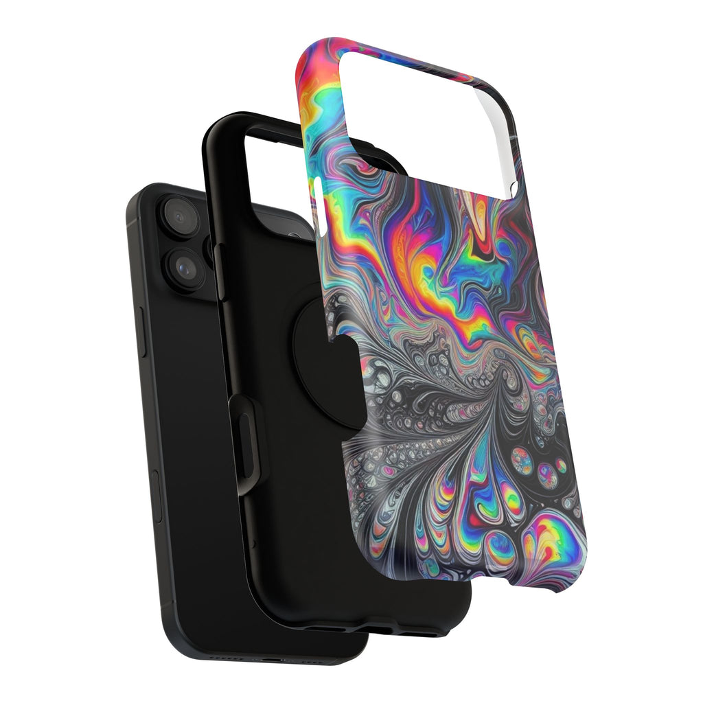 Impact-Resistant Phone Case — Iridescent Psychedelic Swirl