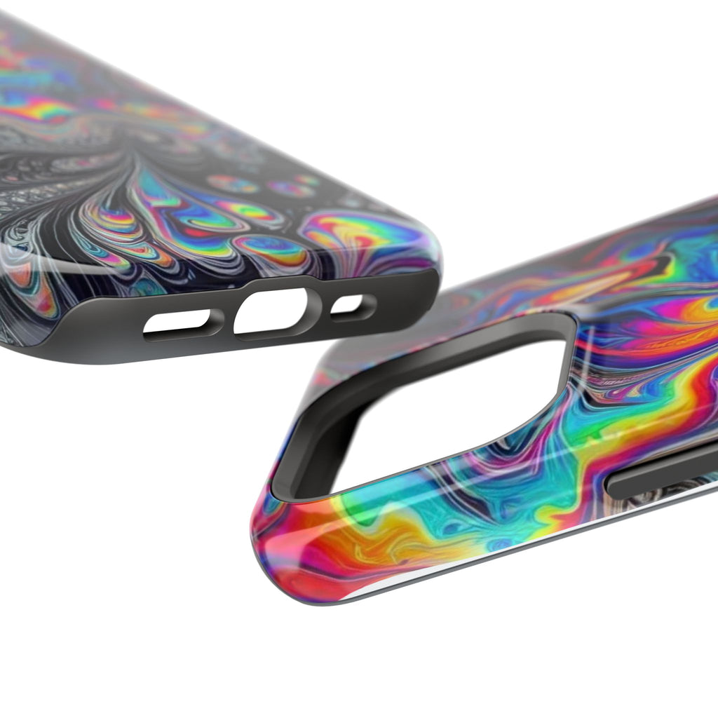 Impact-Resistant Phone Case — Iridescent Psychedelic Swirl