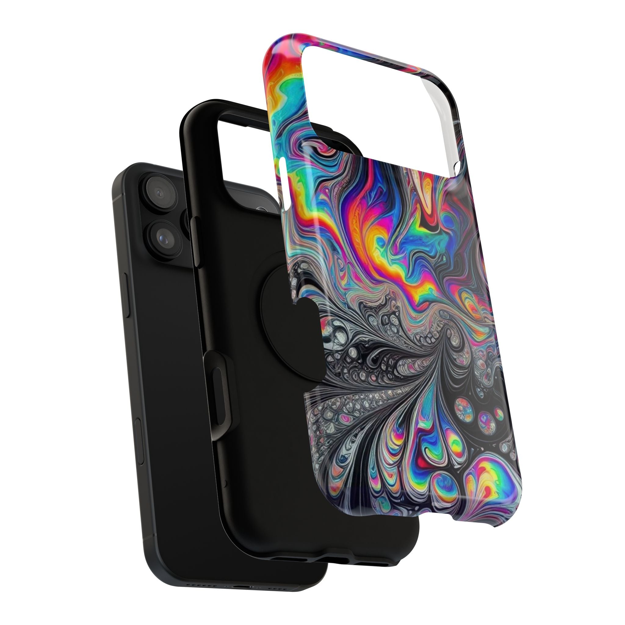 Impact-Resistant Phone Case — Iridescent Psychedelic Swirl