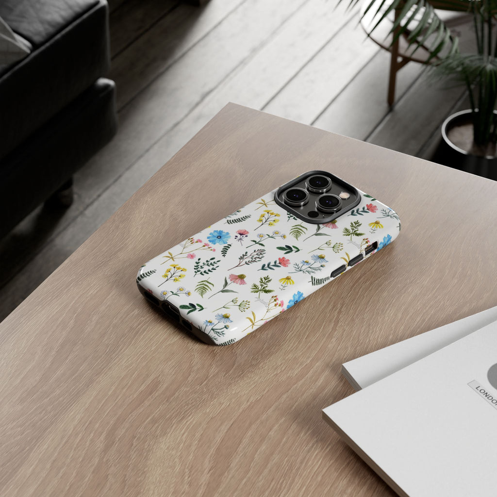 Wildflower Pattern Tough Case | Floral Phone Case, Botanical Print