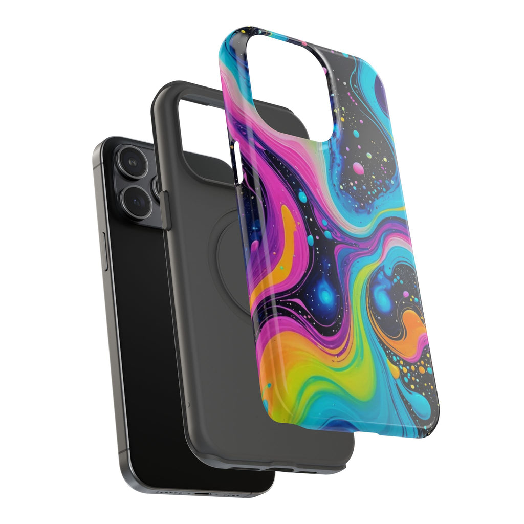 Impact-Resistant Phone Case — Neon Galaxy Swirl