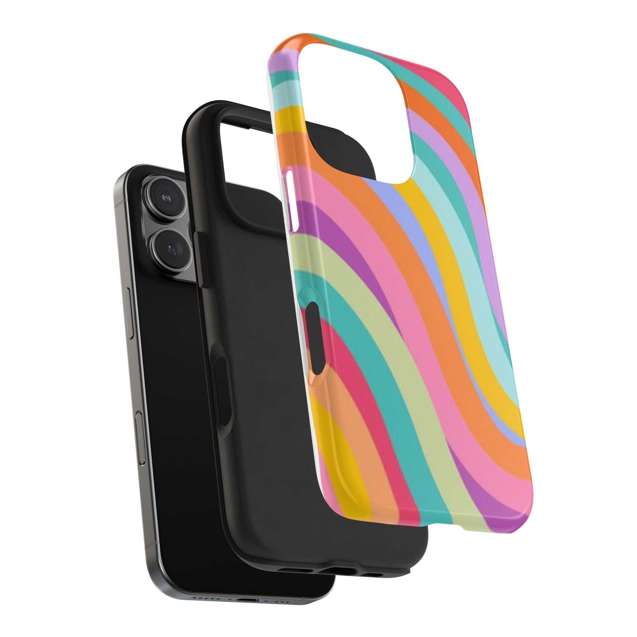 Retro Wavy Rainbow Stripes Phone Case | Colorful Abstract Pattern