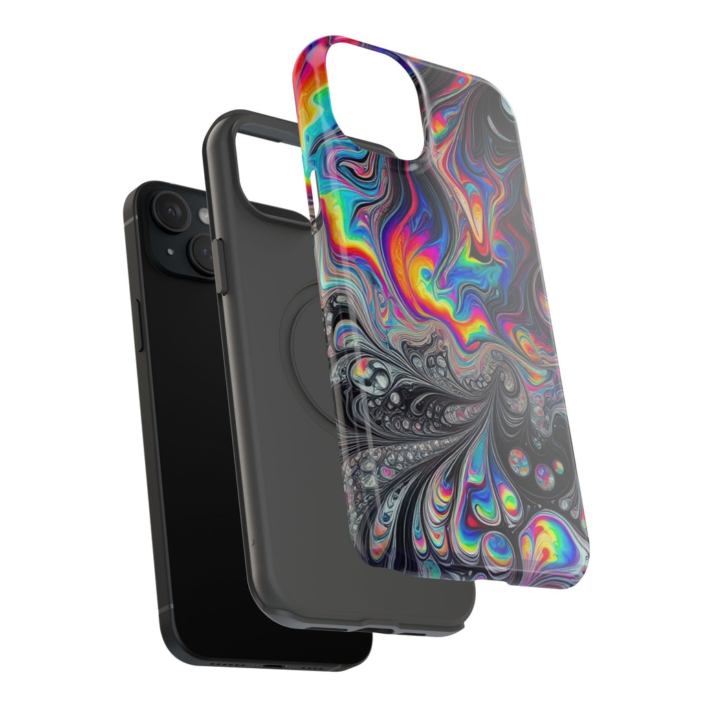Impact-Resistant Phone Case — Iridescent Psychedelic Swirl