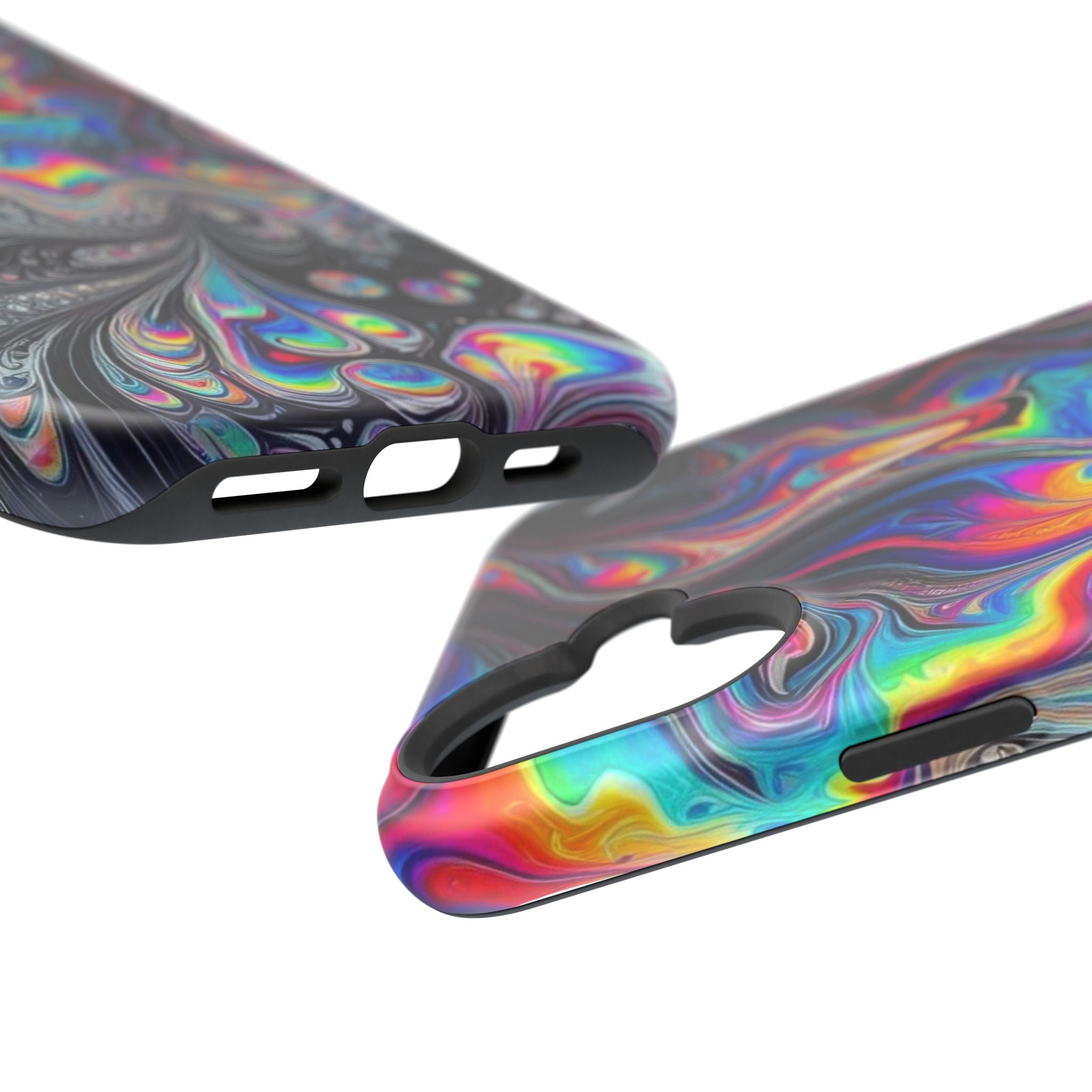 Impact-Resistant Phone Case — Iridescent Psychedelic Swirl
