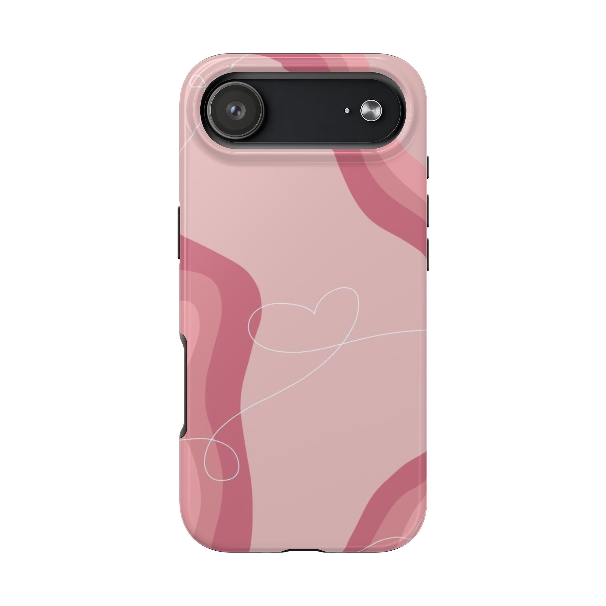 Pink Abstract Waves Heart line art Phone Case | Tough Phone Case