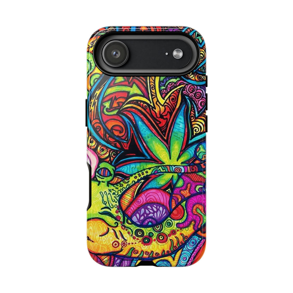 Psychedelic Cannabis Leaf Pattern Tough Case | Colorful Trippy Phone Cover