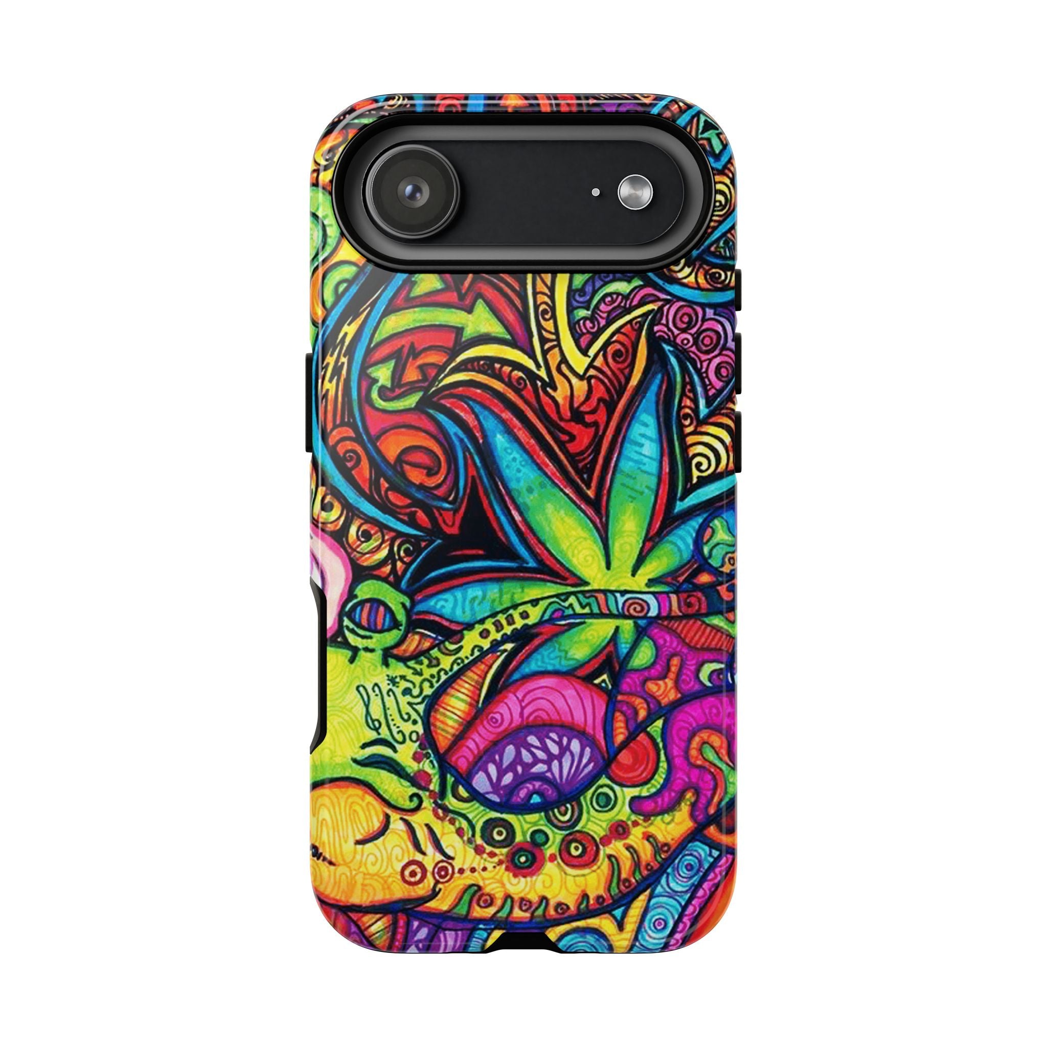 Psychedelic Cannabis Leaf Pattern Tough Case | Colorful Trippy Phone Cover