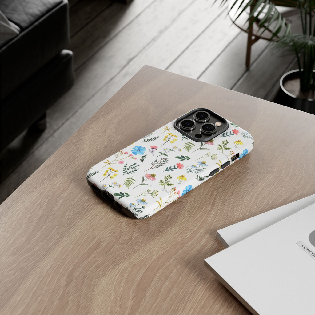 Wildflower Pattern Tough Case | Floral Phone Case, Botanical Print