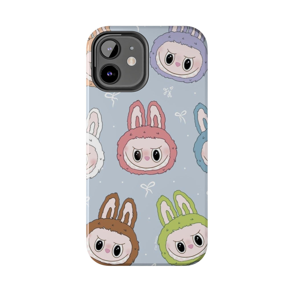 Kawaii Bunny Hood Faces Phone Case | Cute Pattern Pastel Protective Case