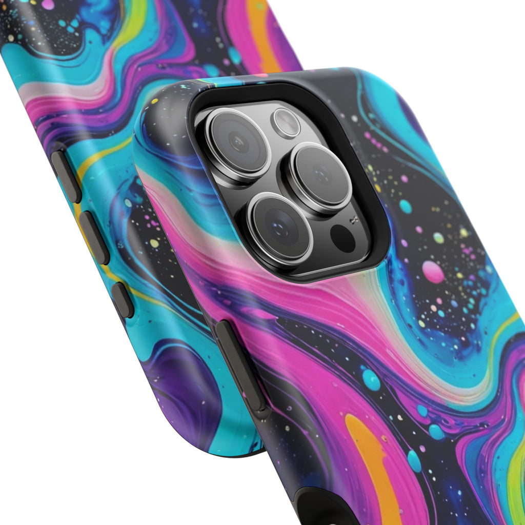 Impact-Resistant Phone Case — Neon Galaxy Swirl