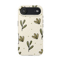 Green Botanical Pattern Phone Case | Olive Leaf Tough Phone Case