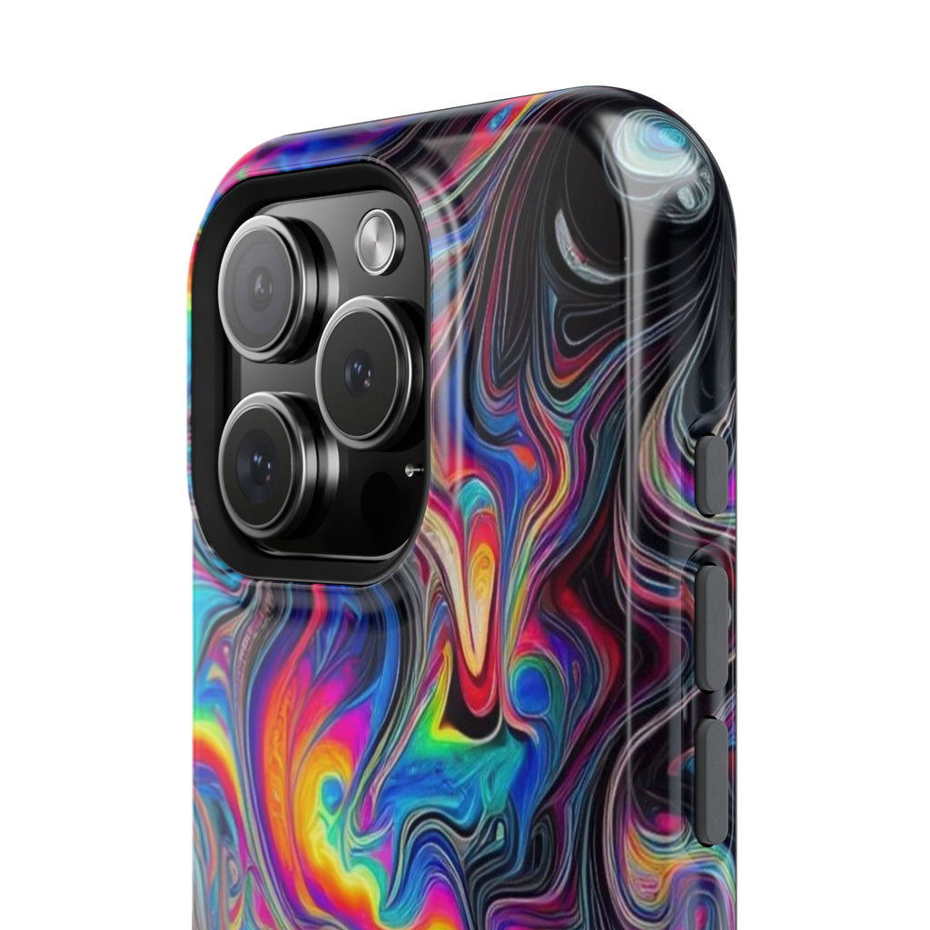 Impact-Resistant Phone Case — Iridescent Psychedelic Swirl