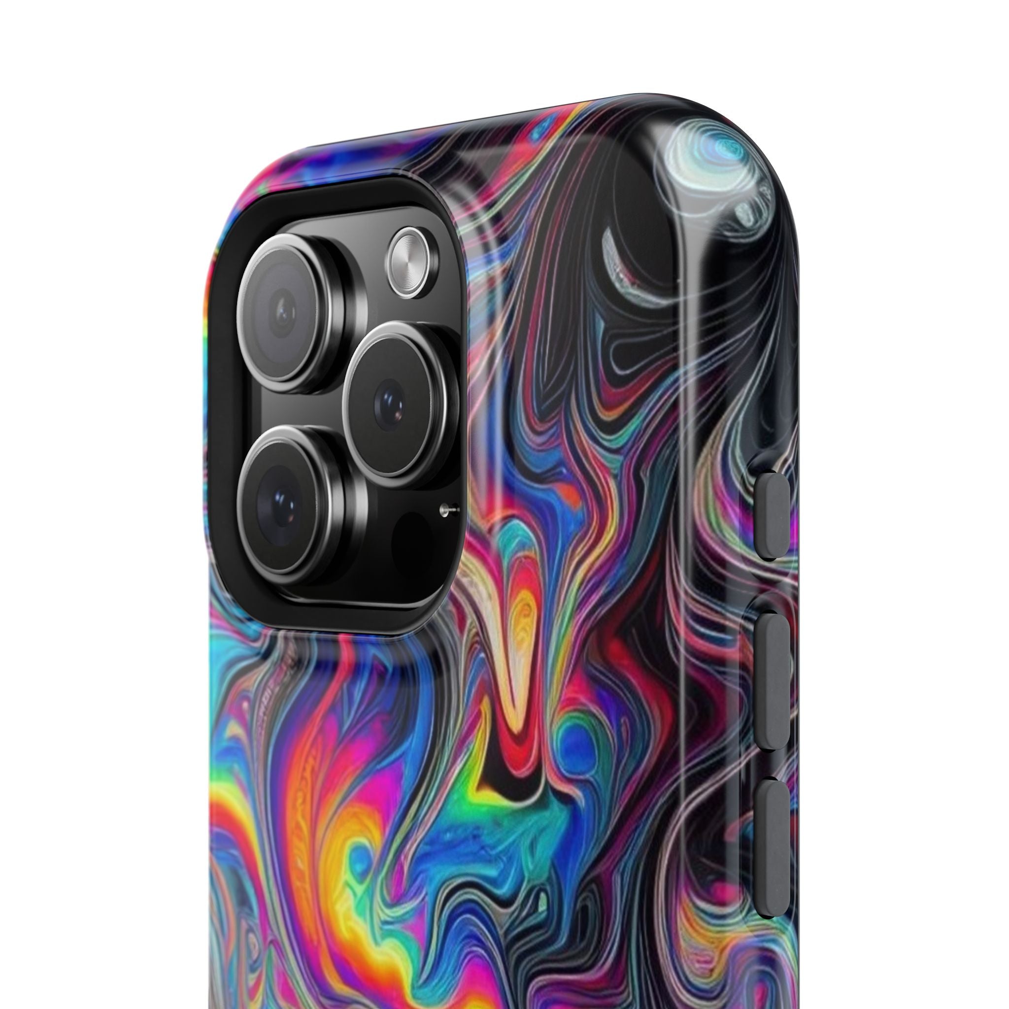 Impact-Resistant Phone Case — Iridescent Psychedelic Swirl